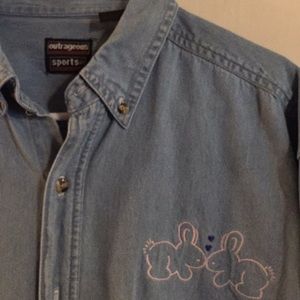 Denim shirt with bunnies